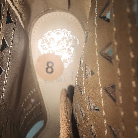 Vince Camuto Heel Booties Womens 8 Lallia Block Heels Suede Lace Up Lazer Cut - Picture 11 of 11